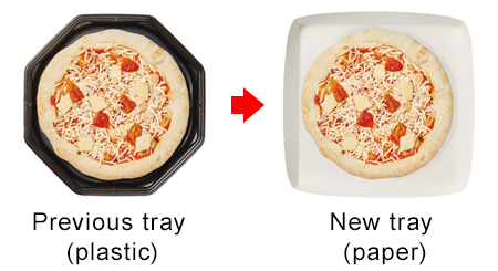 Previous tray (plastic) New tray (paper)