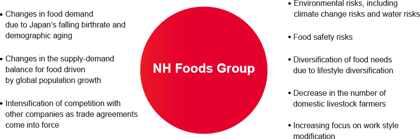 Changes in the environment surrounding the NH Foods Group