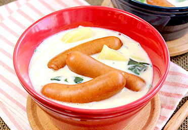 レンジで出来る シャウエッセンの簡単ミルクスープ 作り方 洋食 スープ 汁物 レシピ 日本ハム