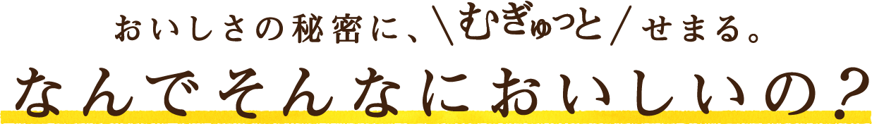 おいしさの秘密に、むぎゅっとせまる。なんでそんなにおいしいの？