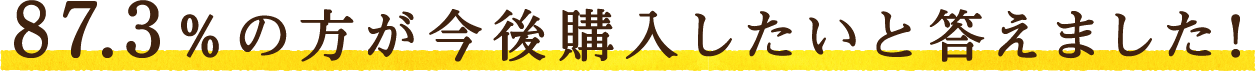 87.3％の方が今後購入したいと答えました！