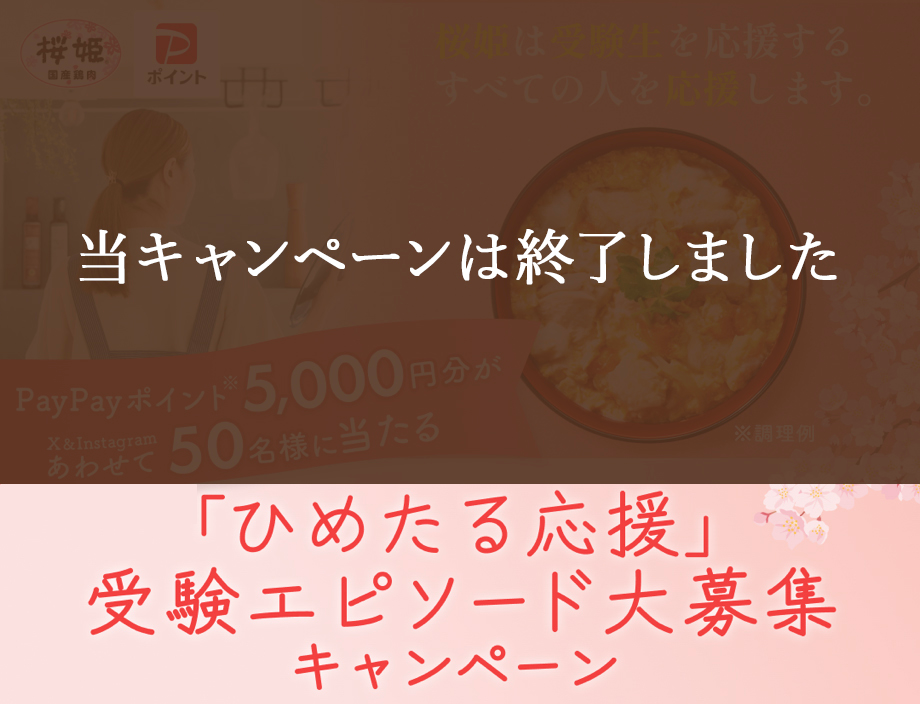 桜姫は受験生を応援するすべての人を応援します。PayPayポイント※5,000円分が X＆Instagram あわせて50名様に当たる 「ひめたる応援」受験エピソード大募集キャンペーン