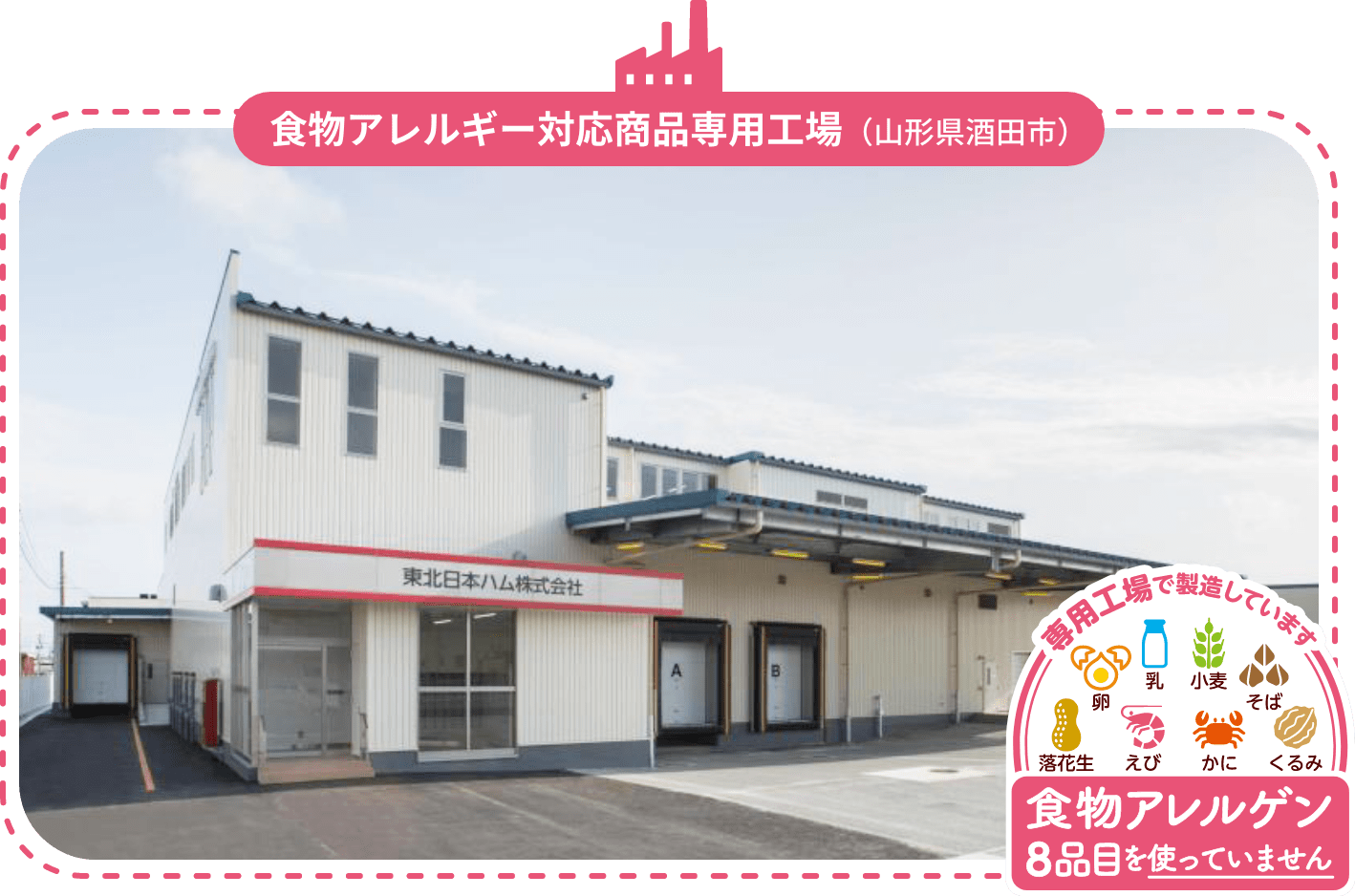 食物アレルギー対応商品専用工場（山形県酒田市）