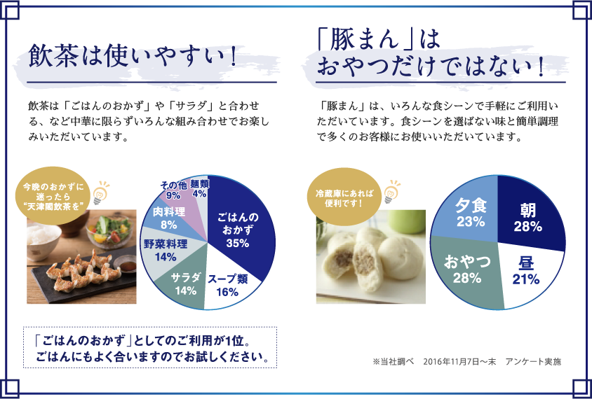 飲茶は使いやすい！ / 「豚まん」はおやつだけではない！